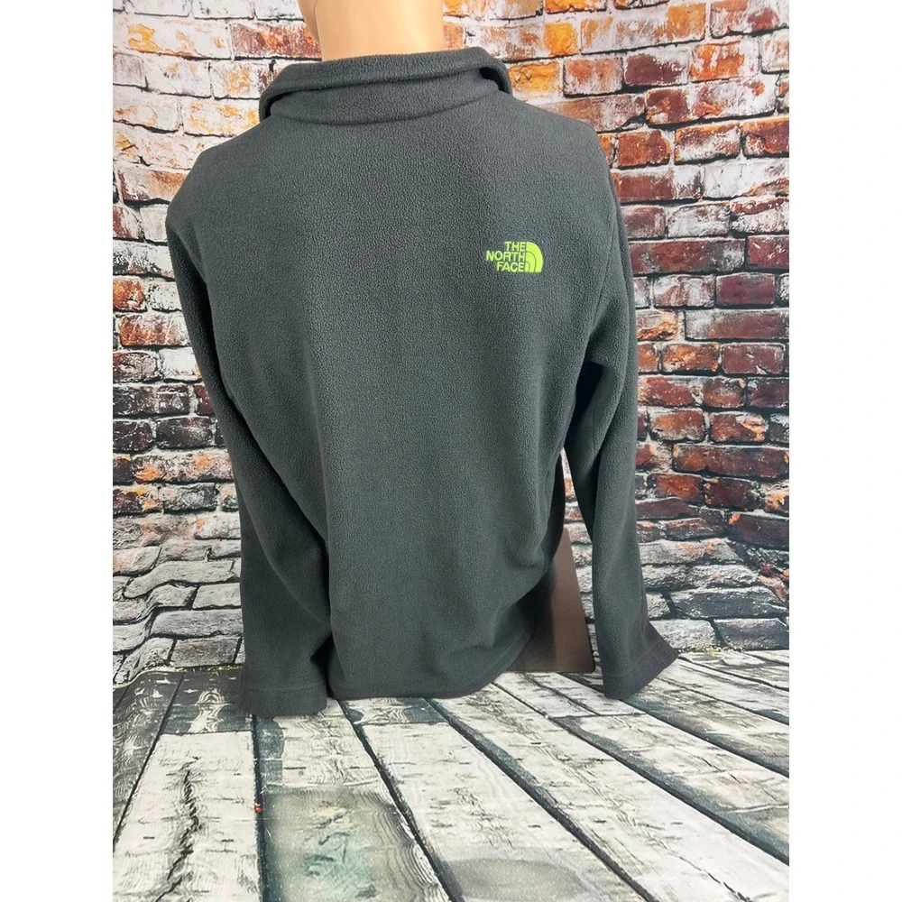 The North Face TKA 100 Glacier Full Zip Fleece Jacket Mens Large Gray Lime Green